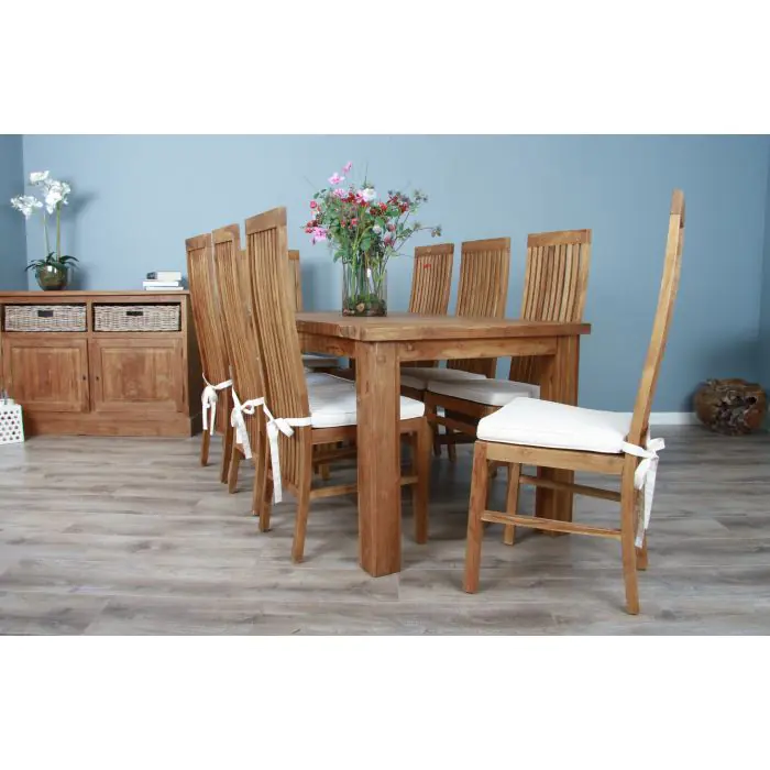 1.8m Reclaimed Teak Taplock Dining Table with 6 or 8 Vikka Chairs - 1
