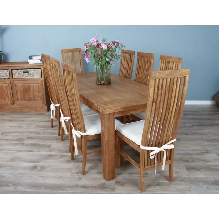 1.8m Reclaimed Teak Taplock Dining Table with 6 or 8 Vikka Chairs - 2