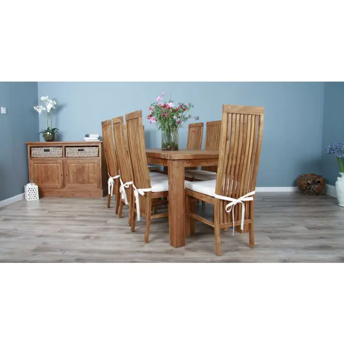 1.8m Reclaimed Teak Taplock Dining Table with 6 or 8 Vikka Chairs - 3