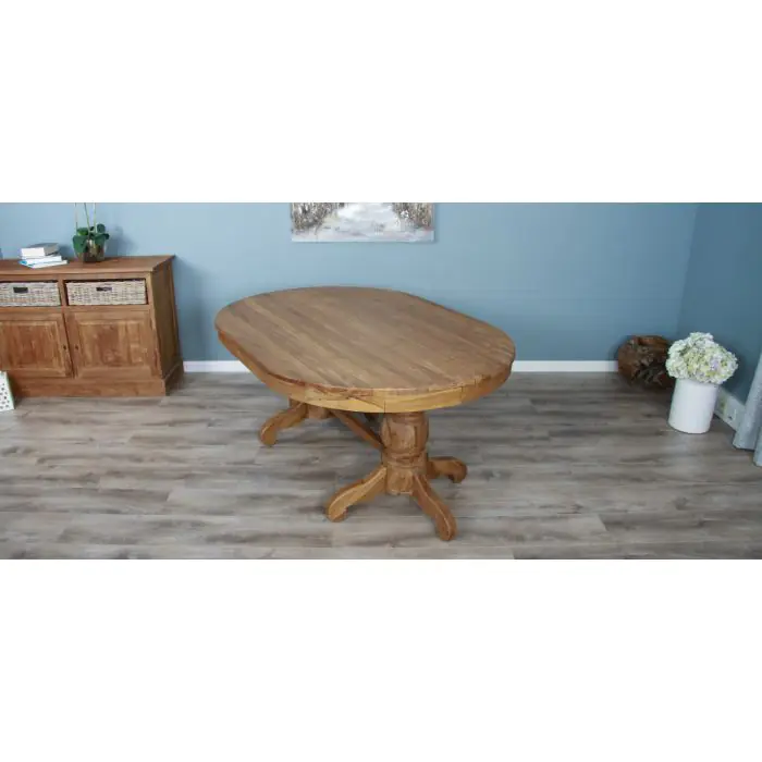 1.8m Reclaimed Teak Oval Pedestal Dining Table - 1