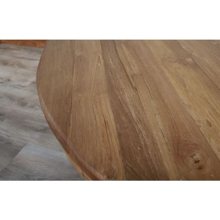 1.8m Reclaimed Teak Oval Pedestal Dining Table with 6 Windsor Ring Back Chairs  - 8