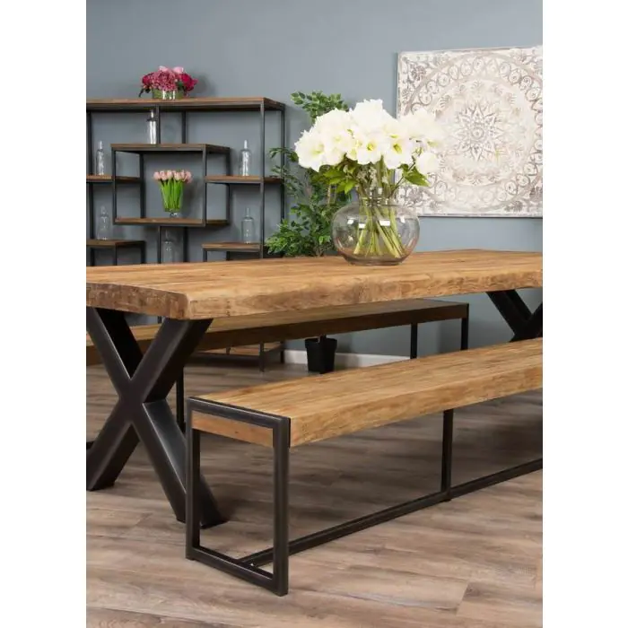 3m Reclaimed Teak Urban Fusion Dining Table with 2 Backless Benches - 0