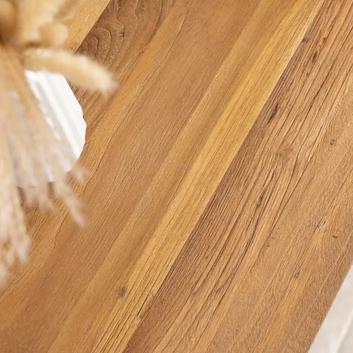 Reclaimed Teak Storage Unit with 1 Drawer and 1 Wicker Basket - Rectangular - 4