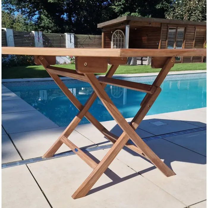1m Teak Octagonal Folding Table - 2