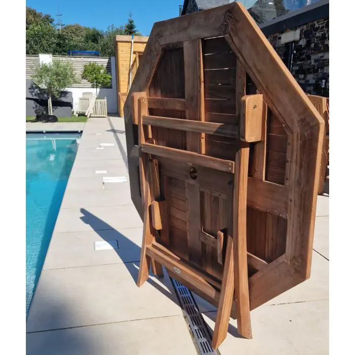 1m Teak Octagonal Folding Table - 1