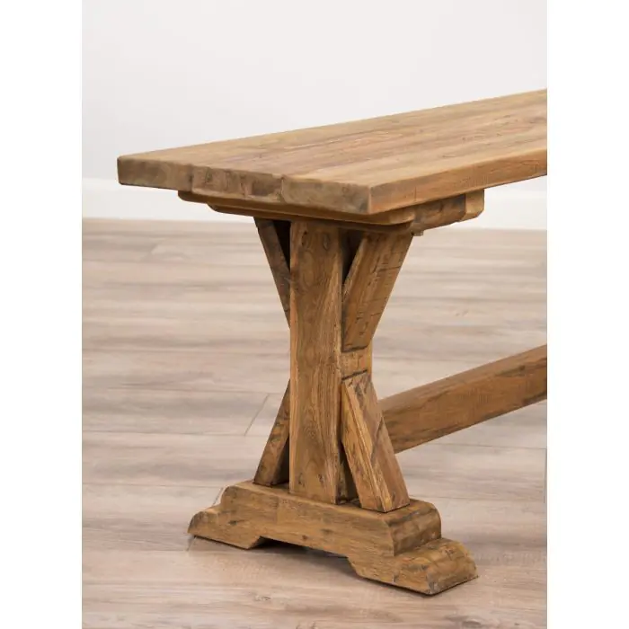 2.8m Reclaimed Teak Refectory Backless Bench - 1