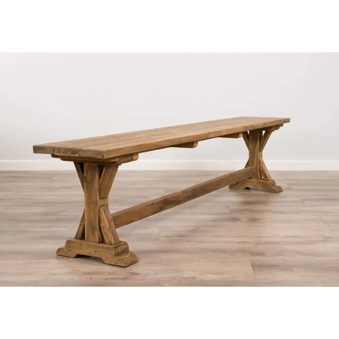 2.4m Reclaimed Teak Refectory Backless Bench - 4
