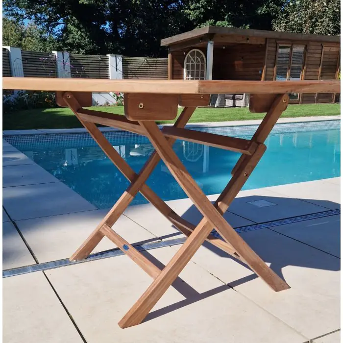 1.2m Teak Octagonal Folding Table with 6 Kiffa Folding Chairs / Armchairs - 8