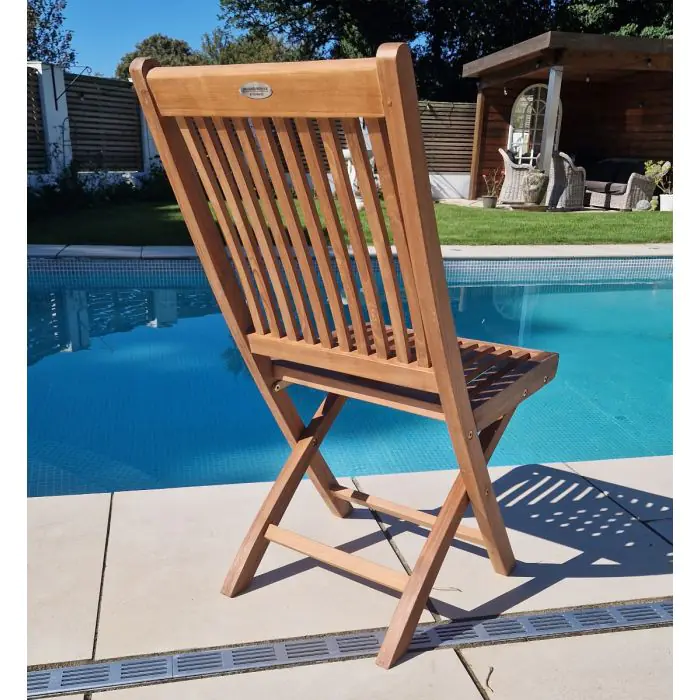 1.2m Teak Circular Folding Table with 4 Kiffa Folding Chairs - 6