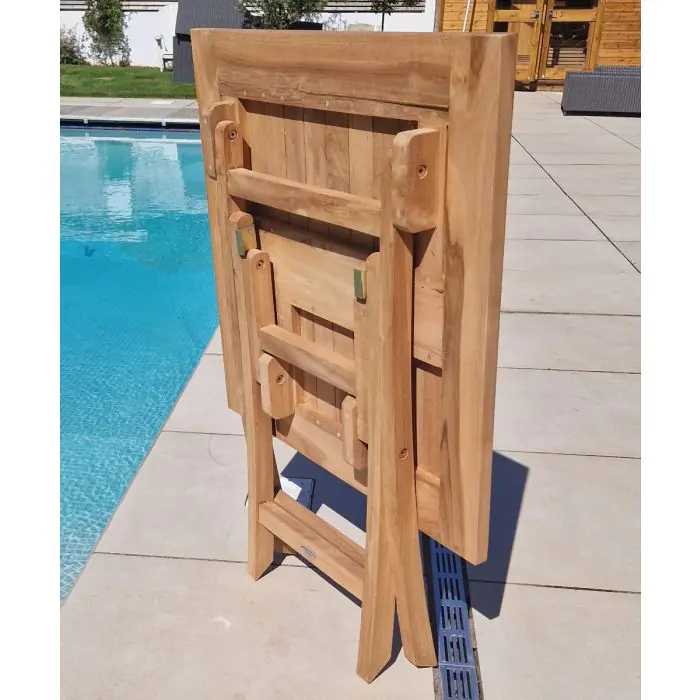 70cm Teak Square Folding Table with 4 Harrogate Recliners - 6
