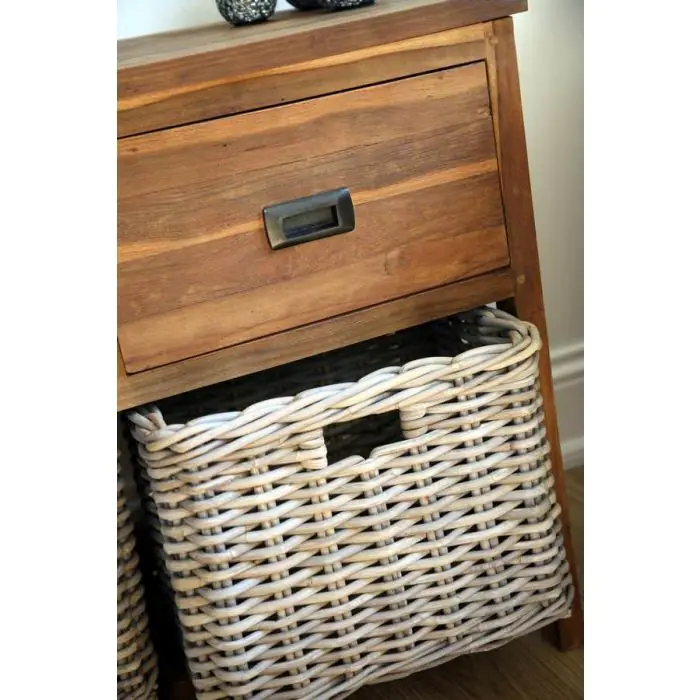 Reclaimed Teak 2 Drawer 2 Basket Storage Unit - 8