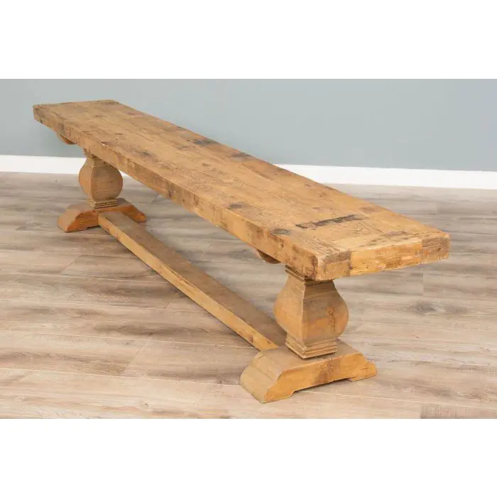 2.4m Reclaimed Elm Pedestal Dining Table with 5 Donna Armchairs and 1 Bench - 12