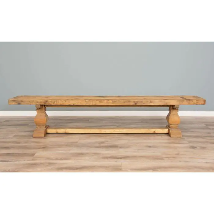 2.4m Reclaimed Elm Pedestal Dining Table with 5 Donna Armchairs and 1 Bench - 10