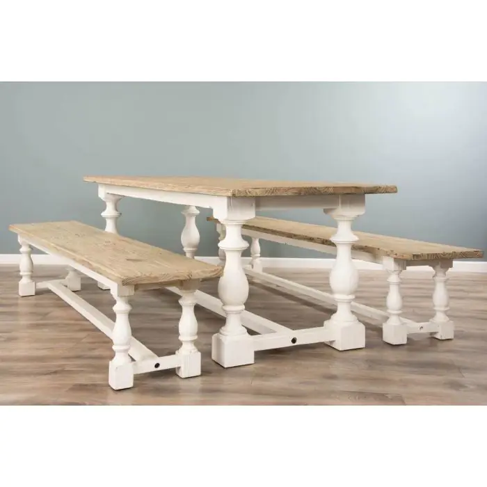 2.4m Ellena Dining Table with 2 Backless Benches - 5