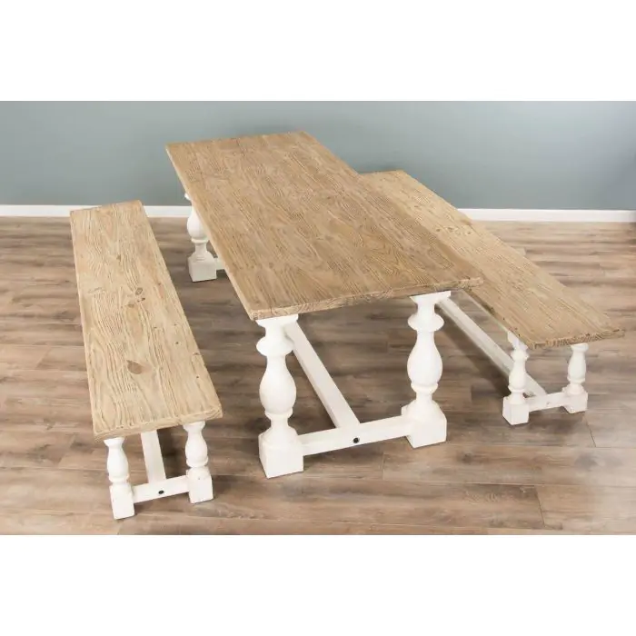2.4m Ellena Dining Table with 2 Backless Benches - 2