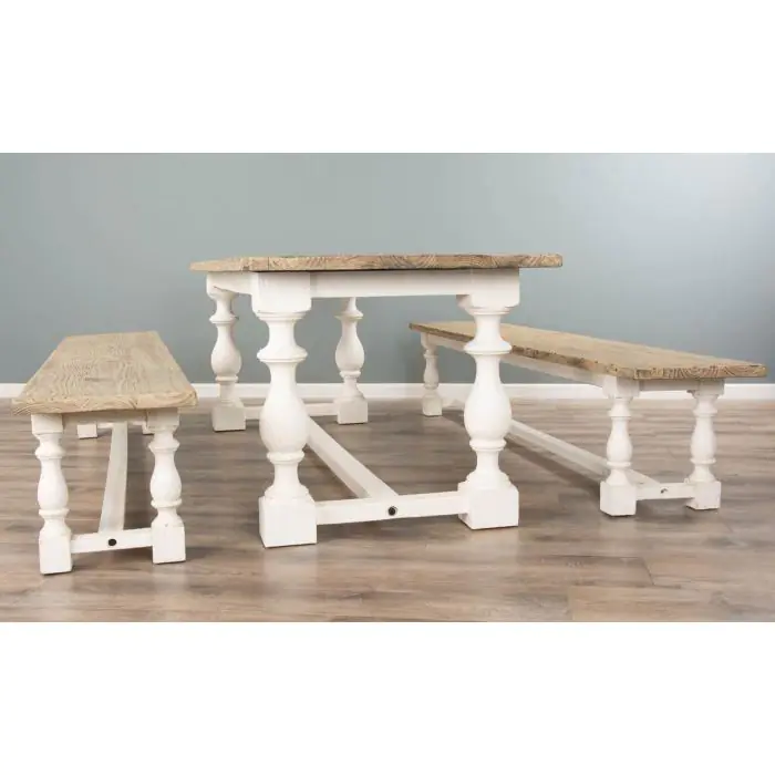 2.4m Ellena Dining Table with 2 Backless Benches - 6