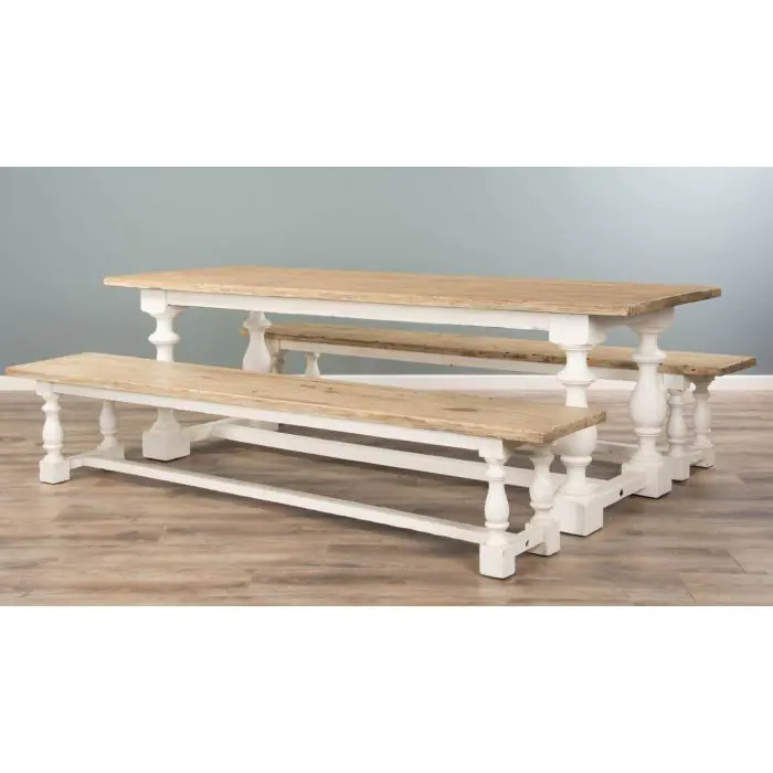 2.4m Ellena Dining Table with 2 Backless Benches - 4