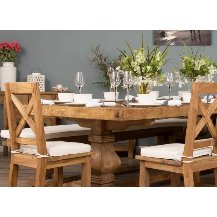 2.4m Reclaimed Elm Pedestal Dining Table - Extra Wide - 2