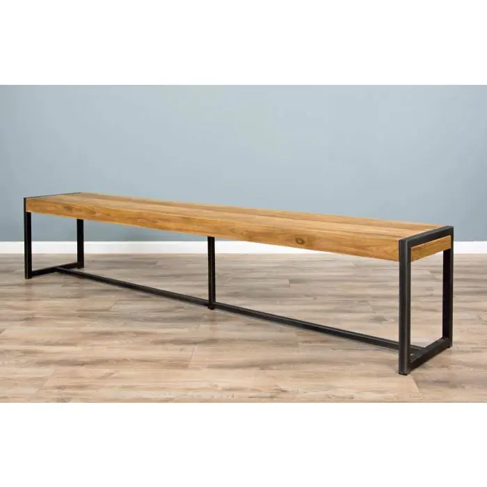 2.4m Reclaimed Teak Urban Fusion Dining Bench - 3