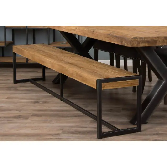 2.4m Reclaimed Teak Urban Fusion Dining Bench - 5