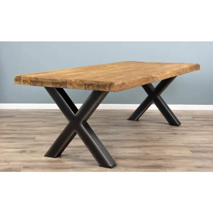 2.4m Reclaimed Teak Urban Fusion Cross Dining Table with 8 Latifa Dining Chairs  - 8
