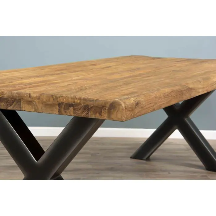 2.4m Reclaimed Teak Urban Fusion Cross Dining Table with 8 Latifa Dining Chairs  - 6