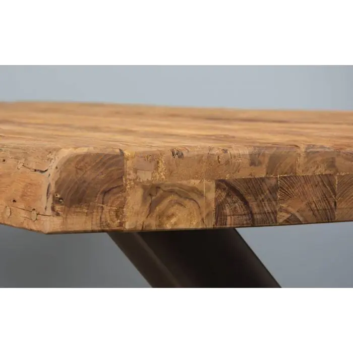 2.4m Reclaimed Teak Urban Fusion Cross Dining Table with 8 Latifa Dining Chairs  - 13