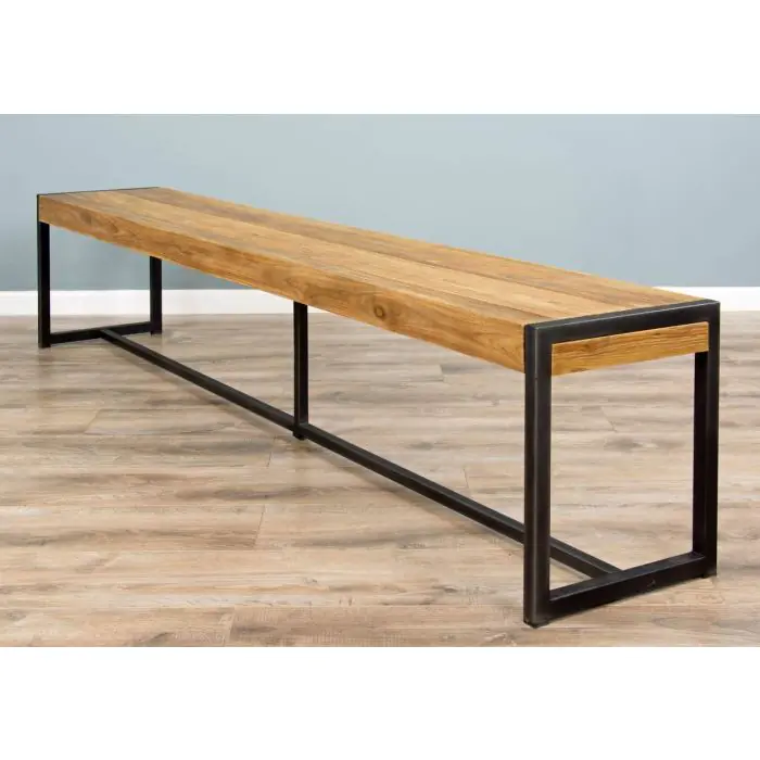 2.4m Reclaimed Teak Urban Fusion Cross Dining Table with One Backless Bench and 4 Stackable Zorro Chairs - 18