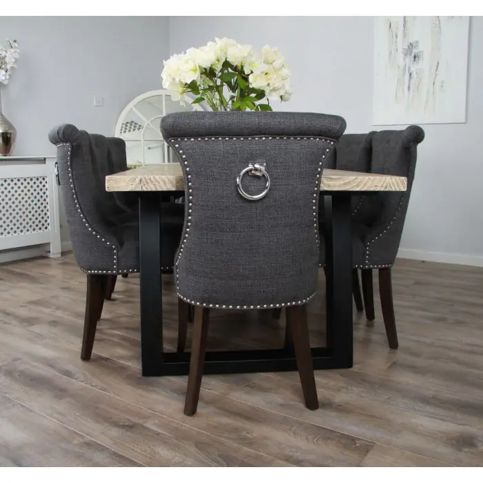 2.4m Industrial Chic Cubex Dining Table with Black Legs & 8 Windsor Ring Back Chairs - 5