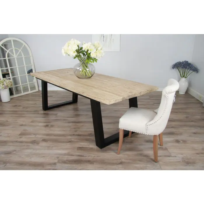 2.4m Industrial Chic Cubex Dining Table with Black Legs & 8 Windsor Ring Back Chairs - 9