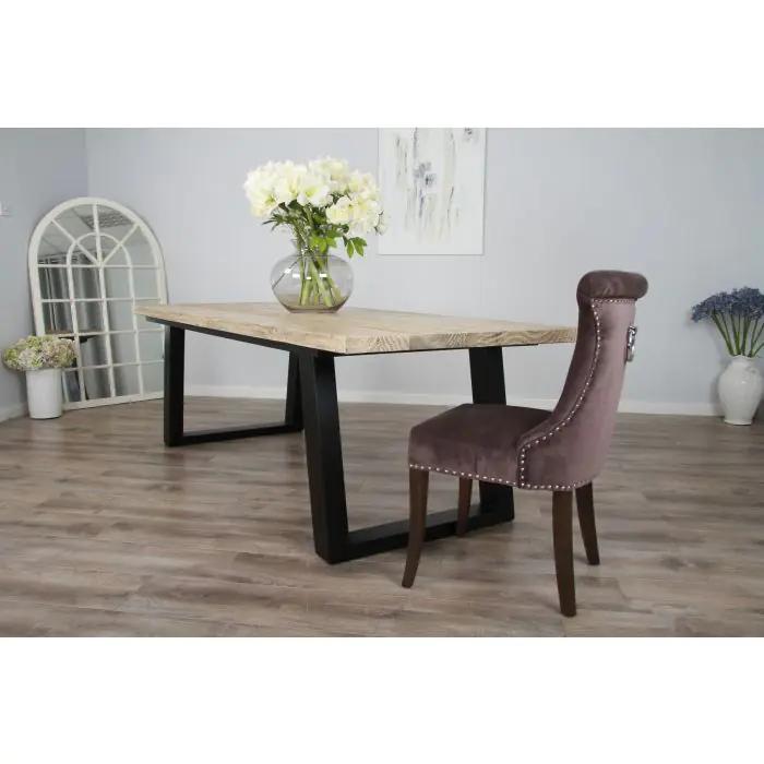 2.4m Industrial Chic Cubex Dining Table with Black Legs & 8 Windsor Ring Back Chairs - 13