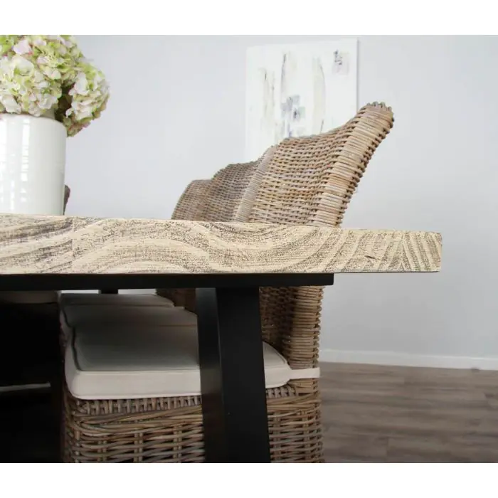 2.4m Industrial Chic Cubex Dining Table with Black Legs & 6 Latifa Chairs   - 9