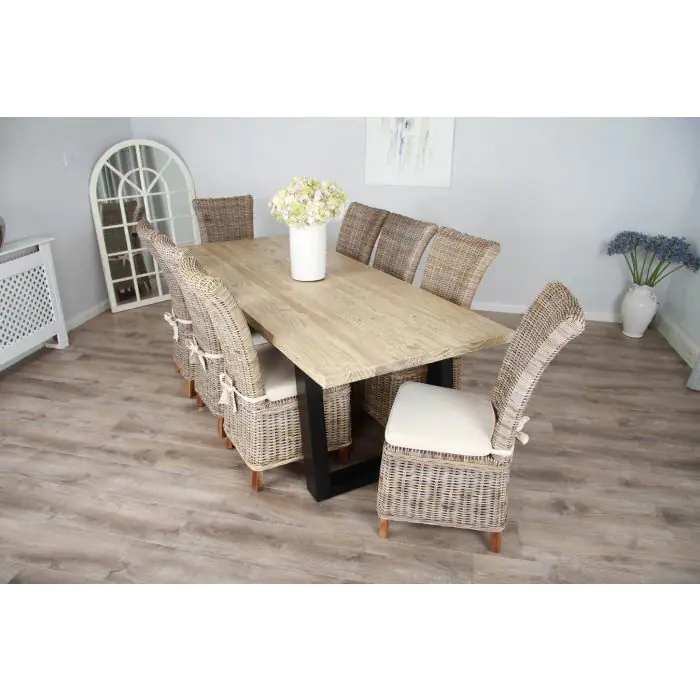 2.4m Industrial Chic Cubex Dining Table with Black Legs & 6 Latifa Chairs   - 1