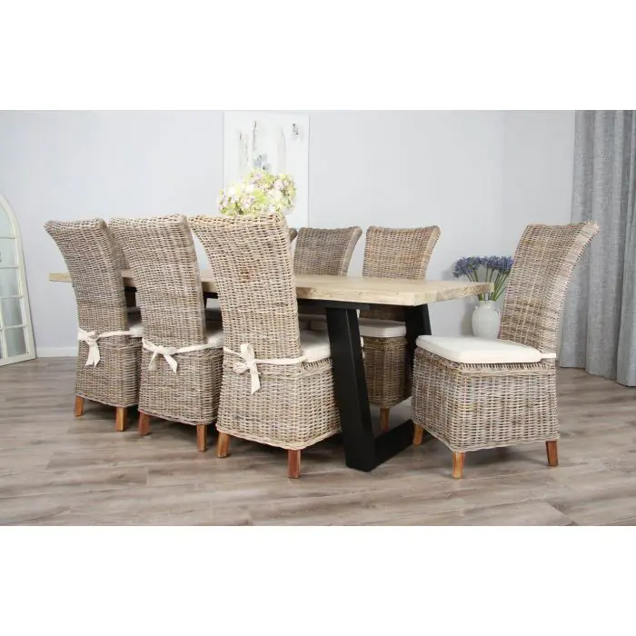 2.4m Industrial Chic Cubex Dining Table with Black Legs & 6 Latifa Chairs   - 3
