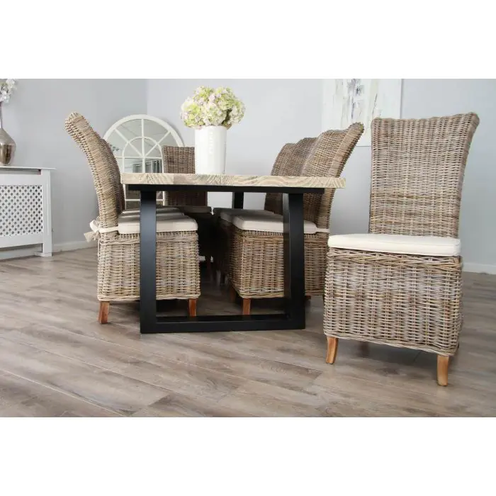 2.4m Industrial Chic Cubex Dining Table with Black Legs & 6 Latifa Chairs   - 5