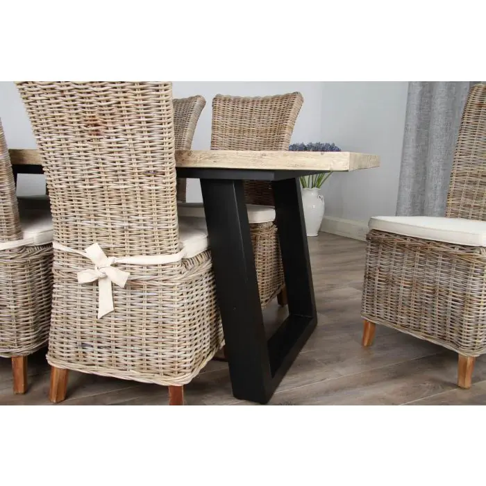 2.4m Industrial Chic Cubex Dining Table with Black Legs & 6 Latifa Chairs   - 7