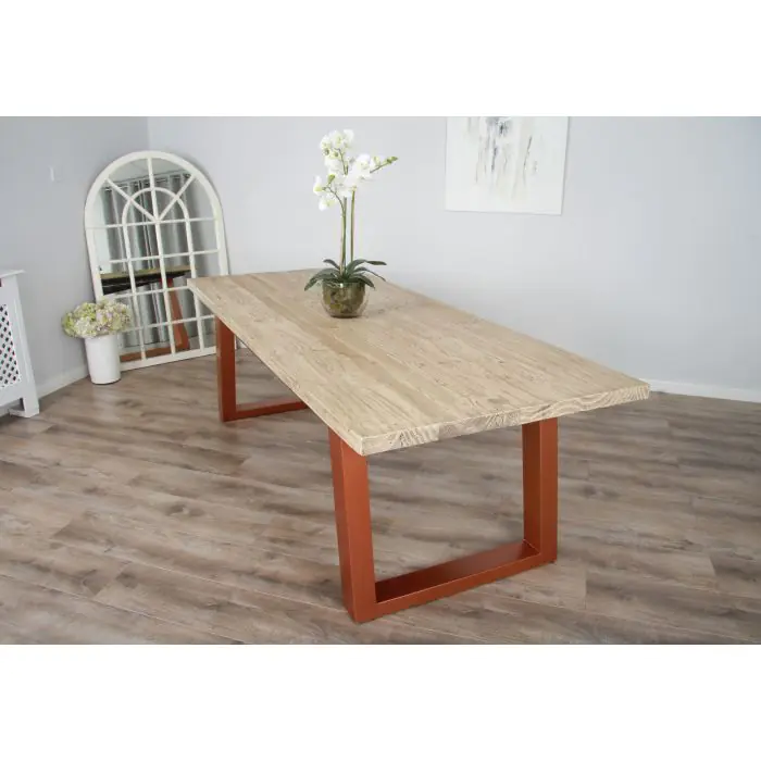 2.4m Industrial Chic Cubex Dining Table with Black Legs & 8 Windsor Ring Back Chairs - 20