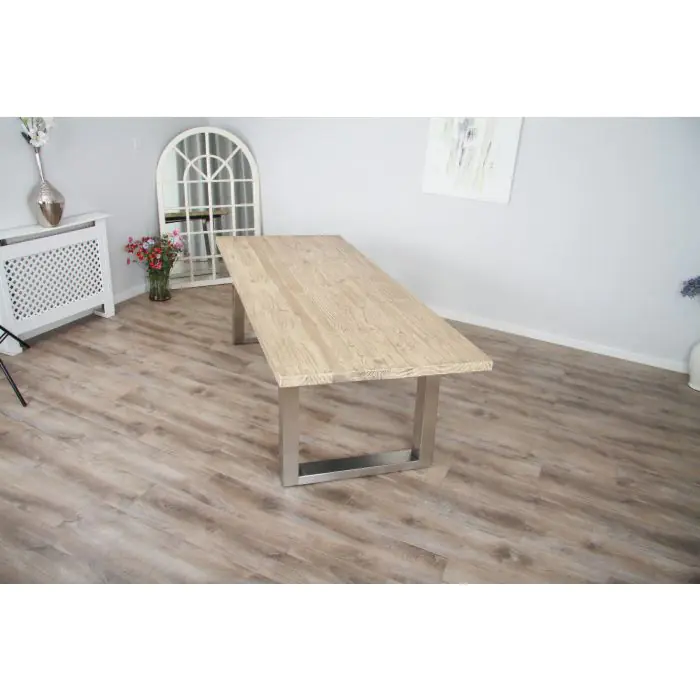 2.4m Industrial Chic Cubex Dining Table - Stainless Steel Legs - 1