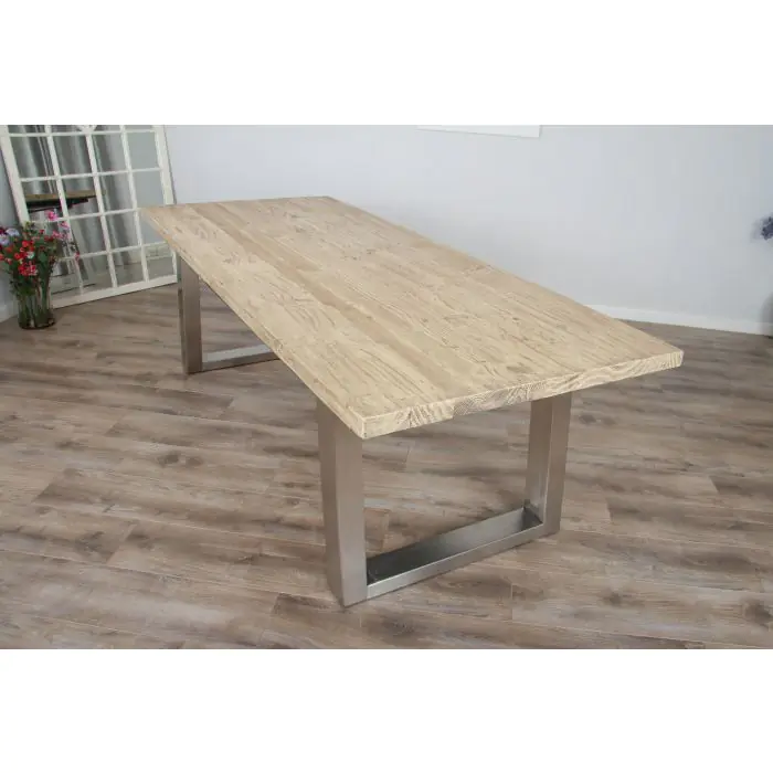 2.4m Industrial Chic Cubex Dining Table with Black Legs & 8 Windsor Ring Back Chairs - 21