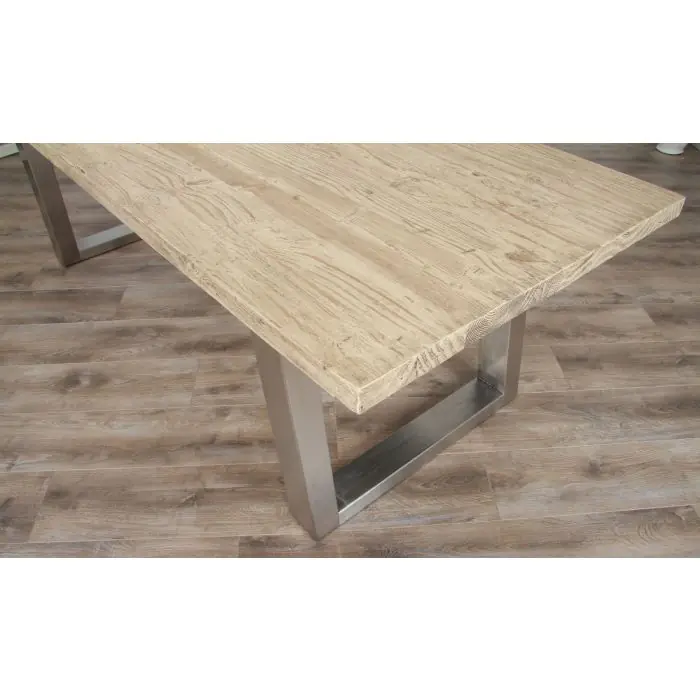 2.4m Industrial Chic Cubex Dining Table - Stainless Steel Legs - 5