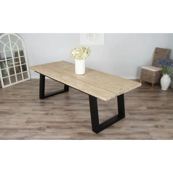 2.4m Industrial Chic Cubex Dining Table - Black Legs - 1