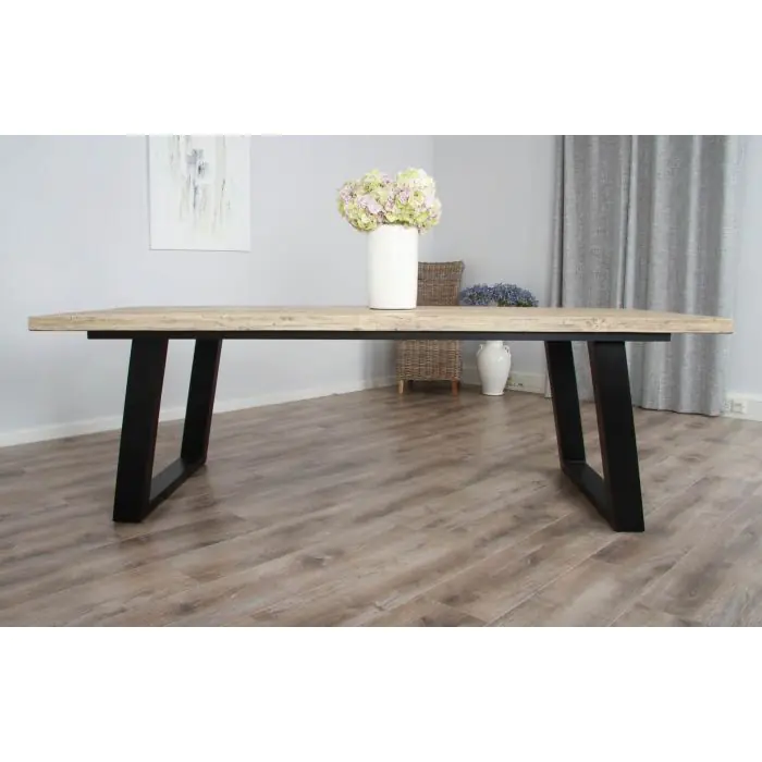 2.4m Industrial Chic Cubex Dining Table - Black Legs - 6