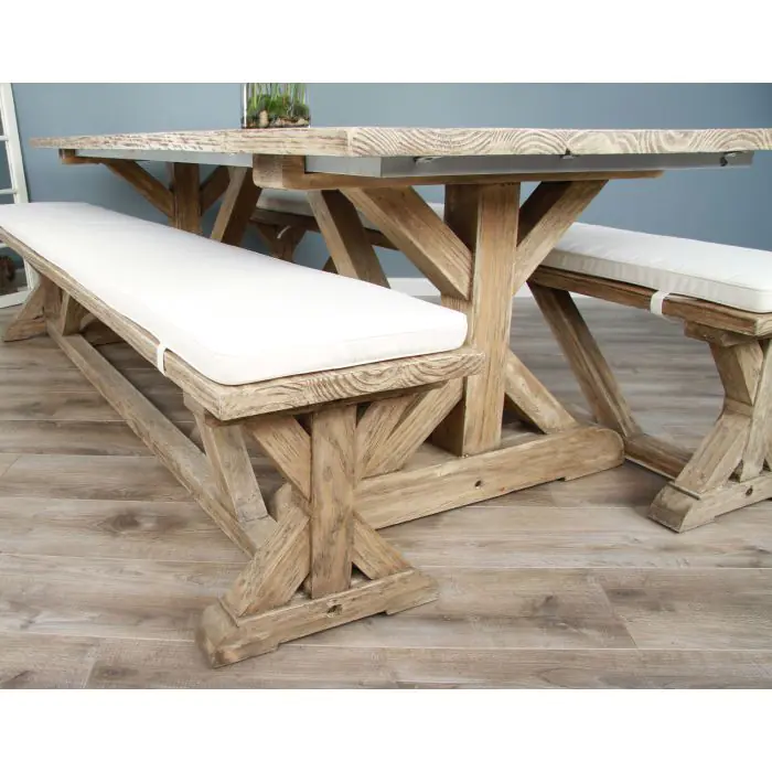 2.4m Farmhouse Cross Backless Bench - 7