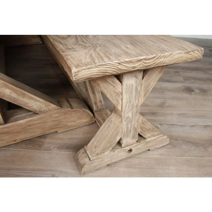 2.4m Farmhouse Cross Dining Table with 3 Donna Armchairs & 1 Backless Bench - 15