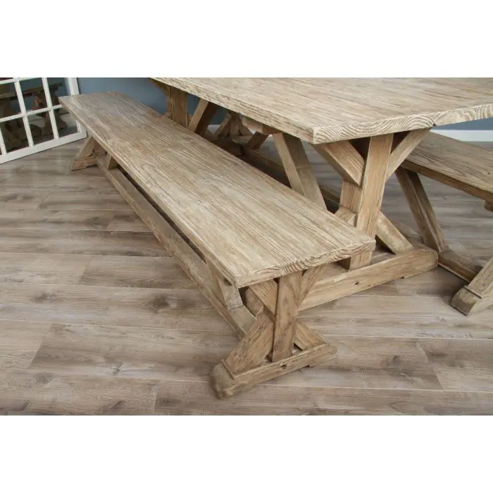 2.4m Farmhouse Cross Backless Bench - 1