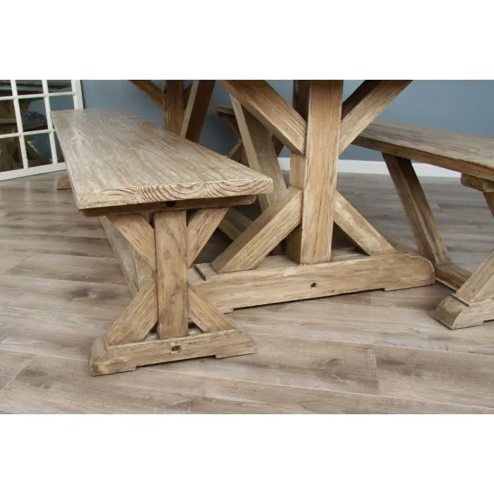 2.4m Farmhouse Cross Backless Bench - 3