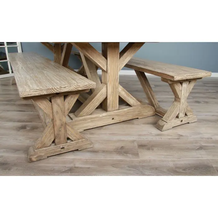 2.4m Farmhouse Cross Backless Bench - 2