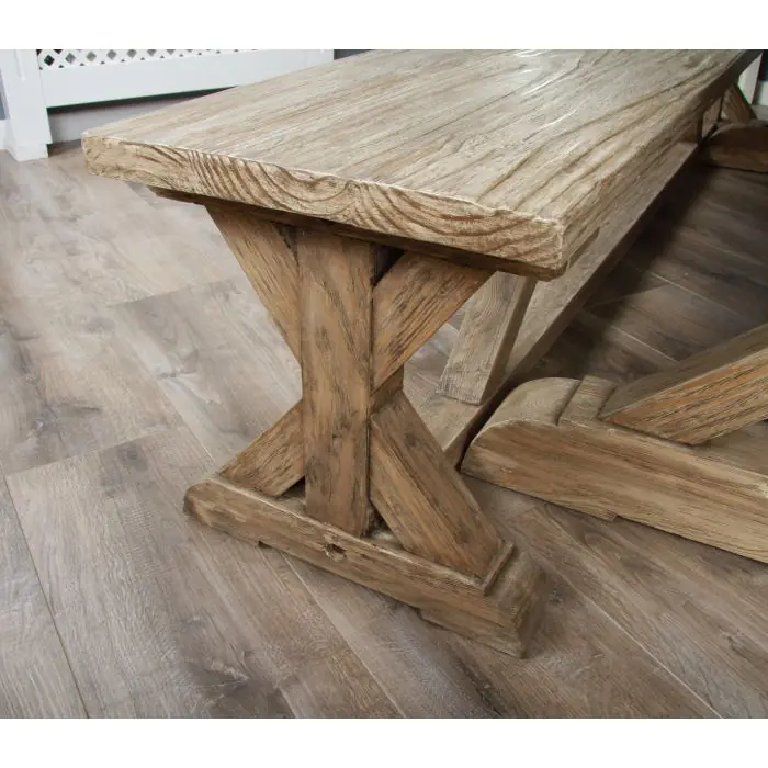 2.4m Farmhouse Cross Backless Bench - 4