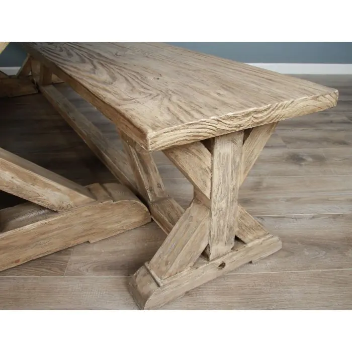 2.4m Farmhouse Cross Backless Bench - 5