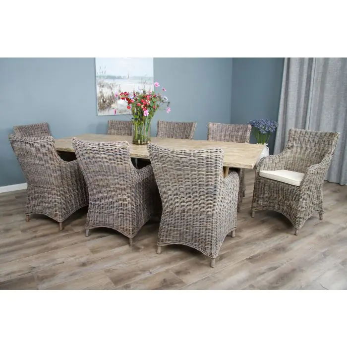 2.4m Farmhouse Cross Dining Table with 8 Donna Armchairs - 1